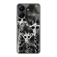 Силиконовый чехол с КАРТИНКАМИ лето для Xiaomi POCO C65 (AlphaPrint) (Жирафы в очках)