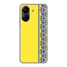 Силиконовый Чехол на Xiaomi POCO C65 (Вышиванка на желтом)