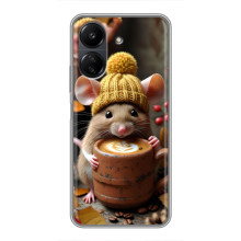 Печатный чехол «Зверята с кофе» для Xiaomi POCO C65 – Медведь с кофе