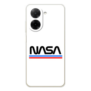 Силиконовый бампер с принтом "Наса" на Xiaomi Poco C71 – NASA на белом фоне