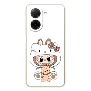 Чехол с принтом Лабубу для Xiaomi Poco C71 – Белый Лабубу
