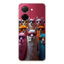 Чохол з принтом стильні тварини для Поко С71 – Лами в окулярах