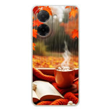 Чехол с уникальным дизайном «Осень с кофе» для Xiaomi Poco C71 – Кофе и дождь