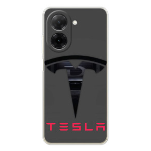 Силиконовый бампер с картинкой машины на Xiaomi Poco C71 – Logo TESLA