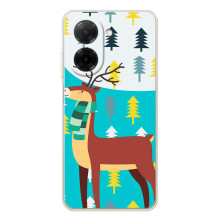 Силиконовый бампер с картинкой животных для Xiaomi Poco C71 (Олень с шарфом)