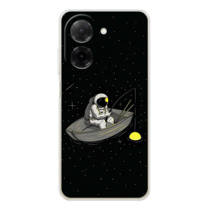 Силиконовый Чехол с принтом "Космонавты" на Xiaomi Poco C71 – Космонавт на рыбалке