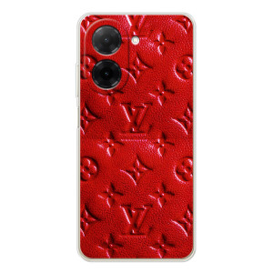 Текстурный Чехол Louis Vuitton для Поко С71 (Красный ЛВ)