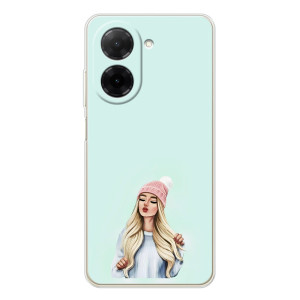 Силиконовый Чехол на Xiaomi Poco C71 с картинкой Стильных Девушек – В шапке