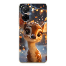 Яркий чехол для Xiaomi Poco C71 с Зимними Оленятами – Оленёнок среди гирлянд