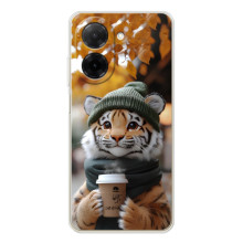 Печатный чехол «Зверята с кофе» для Xiaomi Poco C71 – Тигр с кофе