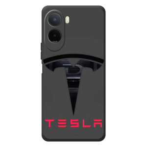 Силиконовый бампер с картинкой машины на Xiaomi Poco C81 Pro – Logo TESLA