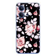 Чохли з квітами для Xiaomi Poco C85 (VPrint) – Квіти на чорному