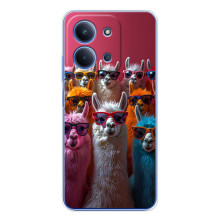 Чохол з принтом стильні тварини для Ш Oxford Поко С85 (Лами в окулярах)