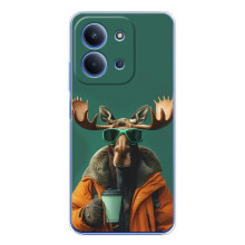 Чохол з принтом стильні тварини для Ш Oxford Поко С85 (Лось з кавою)