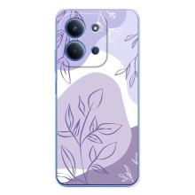 Силконовий чохол з принтом в квітах на Xiaomi Poco C85 (Фіолетовий дизайн)