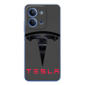 Силиконовый бампер с картинкой машины на Xiaomi Poco C85 – Logo TESLA