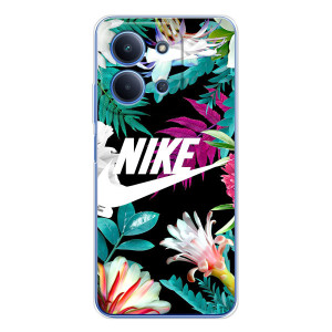 Силиконовый Чехол на Xiaomi Poco C85 с картинкой Nike – Цветочный Nike