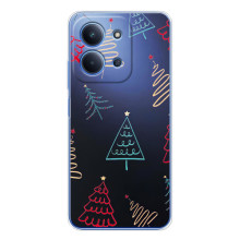 Зимні Чохли для Ш Oxford Поко С85 - прозорий фон (Різдвяні ялинки)