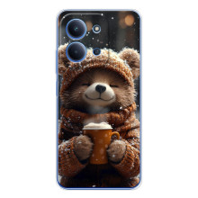 Печатный чехол «Зверята с кофе» для Xiaomi Poco C85 – Мишка с кофе