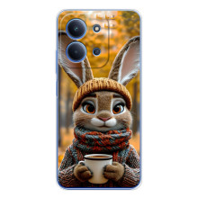 Печатный чехол «Зверята с кофе» для Xiaomi Poco C85 – Зайчик с кофе