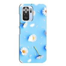Чехол с Цветами для Xiaomi POCO F3 (ромашки на голубом)