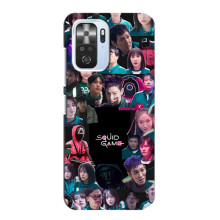 Чехол Гра в кальмара для Xiaomi POCO F3 – Коллаж игры кальмара