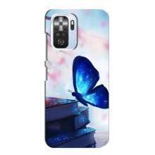 Силиконовый бампер с картинкой животных для Xiaomi POCO F3 (Бабочка синяя)