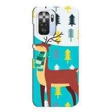 Силиконовый бампер с картинкой животных для Xiaomi POCO F3 (Олень с шарфом)