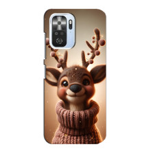 Яркий чехол для Xiaomi POCO F3 с Зимними Оленятами – Олень в свитере
