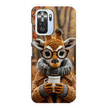 Печатный чехол «Зверята с кофе» для Xiaomi POCO F3 – Жираф с кофе