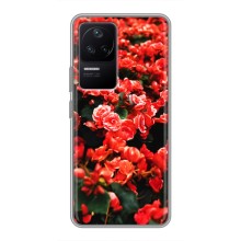 Чехлы с Цветами для Xiaomi POCO F4 (5G) (VPrint) (Цветы красные)