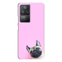 Бампер для Xiaomi POCO F4 (5G) с картинкой "Песики" (Собака на розовом)