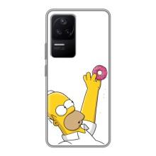 Чехол с Симпсонами для Xiaomi POCO F4 (5G) (VPrint) (Гомер с пончиком)