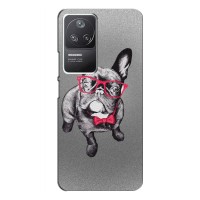Чехол (ТПУ) Милые собачки для Xiaomi POCO F4 (5G) – Бульдог в очках