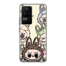 Чехол с Лабубу на Xiaomi POCO F4 (5G) (Коллаж Лабубу)