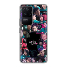 Чехол Гра в кальмара для Xiaomi POCO F4 (5G) – Коллаж игры кальмара