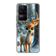 Яскравий чохол для Xiaomi POCO F4 (5G) з Зимові Оленята – Оленятко в лісі