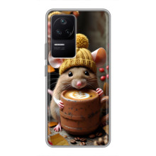 Печатный чехол «Зверята с кофе» для Xiaomi POCO F4 (5G) – Медведь с кофе