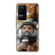 Печатный чехол «Зверята с кофе» для Xiaomi POCO F4 (5G) – Тигр с кофе
