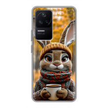 Печатный чехол «Зверята с кофе» для Xiaomi POCO F4 (5G) – Зайчик с кофе