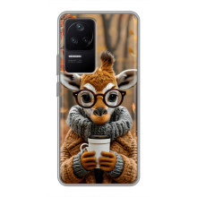 Печатный чехол «Зверята с кофе» для Xiaomi POCO F4 (5G) – Жираф с кофе