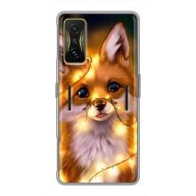 Чехлы с картинкой Лисички для Xiaomi POCO F4 GT (VPrint) (Лисичка в гирляндах)