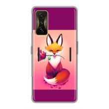 Чехлы с картинкой Лисички для Xiaomi POCO F4 GT (VPrint) (Лисичка с розочкой)