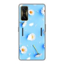 Чохол з Квітами для Xiaomi POCO F4 GT (ромашки на блакитному)