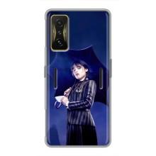 Чехлы Венсдей на Xiaomi POCO F4 GT Уэнсдей (AlphaPrint) (Уэнздей с зонтом)