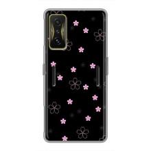 Чохол з розовим принтом для Xiaomi POCO F4 GT – Рожеві квіти на чорному