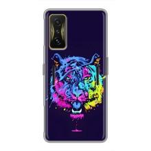 Силиконовый бампер с картинкой животных для Xiaomi POCO F4 GT (Тигр-Арт)