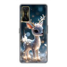 Яркий чехол для Xiaomi POCO F4 GT с Зимними Оленятами – Блистающий оленёнок