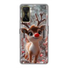 Яркий чехол для Xiaomi POCO F4 GT с Зимними Оленятами