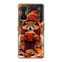 Печатный чехол «Зверята с кофе» для Xiaomi POCO F4 GT – Белка с кофе